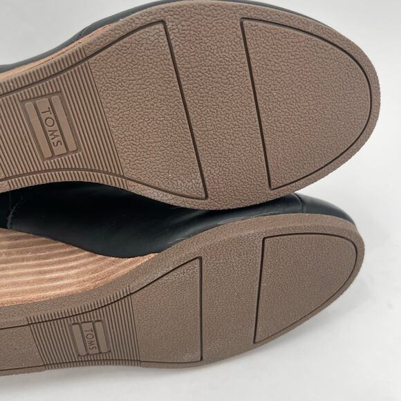 TOMS Boots Size 6 Women's Kelsey Ankle NWOT Black Leather NEW Wedge Slip On - Picture 8 of 12